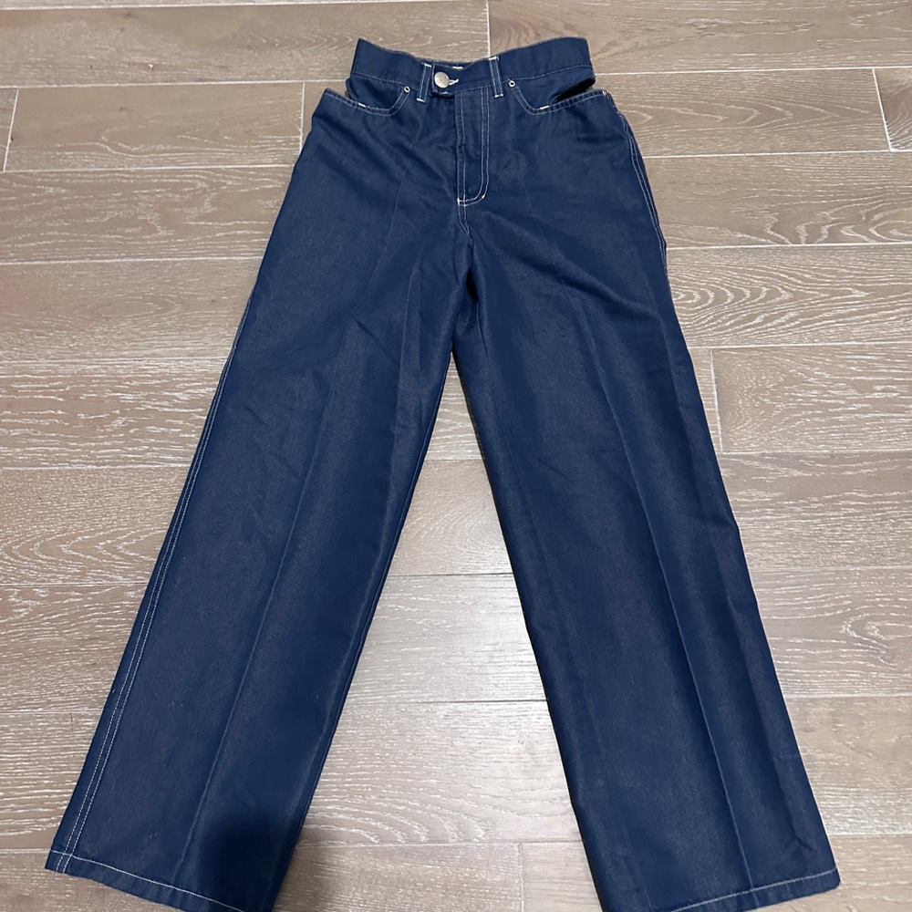 Gaultier Jeans Tailored High-Waist Wide-Leg Pants, Size 38 HMC